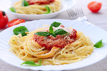 Image showing Pasta and tomato sauce