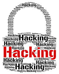 Image showing Hacking Lock Represents Vulnerable Wordcloud And Crack