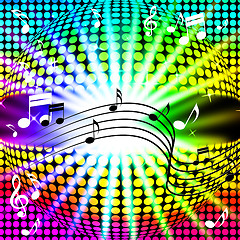 Image showing Music Disco Ball Background Shows Songs Dancing And Beams\r