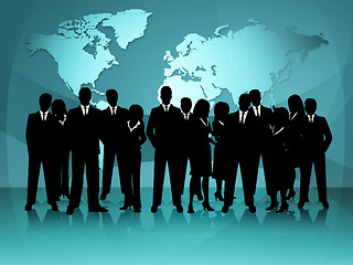 Image showing World Map Means Group Of People And Businessmen