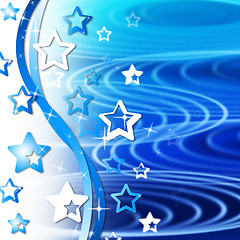 Image showing Blue Rippling Background Means Curves Round And Stars\r