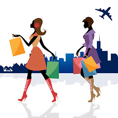 Image showing Women Shopping Means Commercial Activity And Adult