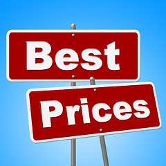 Image showing Best Prices Signs Represents Clearance Promotion And Promo