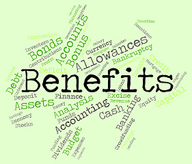 Image showing Benefits Word Indicates Reward Words And Wordcloud