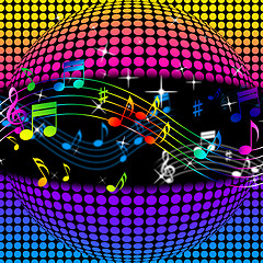 Image showing Music Disco Ball Background Shows Colorful Musical And Clubbing\r