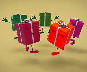 Image showing Celebration Giftboxes Means Gift-Box Occasion And Celebrate