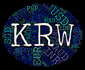 Image showing Krw Currency Represents South Korea Won And Exchange