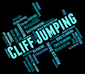 Image showing Cliff Jumping Indicates Text Words And Rock