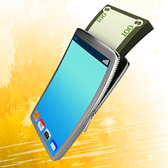 Image showing Dollars Phone Represents World Wide Web And Bank