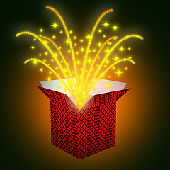 Image showing Giftbox Stars Shows Valentines Day And Celebrate