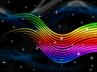 Image showing Rainbow Stripes Background Shows Multi-Colored Lines And Stars\r