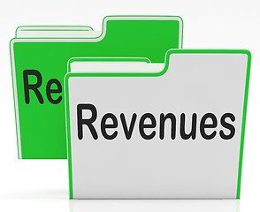 Image showing Revenues Files Indicates Profits Dividends And Paperwork