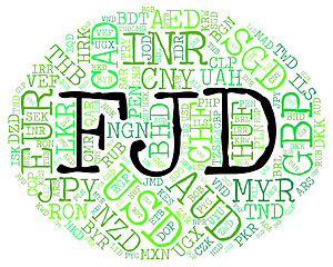 Image showing Fjd Currency Shows Fijian Dollars And Banknote