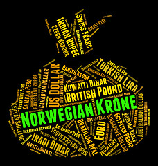Image showing Norwegian Krone Shows Worldwide Trading And Foreign