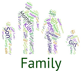 Image showing Family Word Means Mother And Child And Childhood