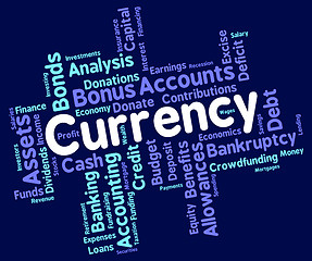 Image showing Currency Word Represents Worldwide Trading And Coin