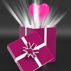 Image showing Heart Giftbox Means Valentines Day And Affection