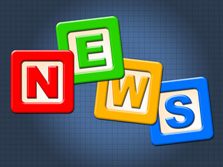 Image showing News Kids Blocks Indicates Social Media And Article