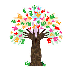 Image showing Handprints Tree Means Hands Together And Artwork