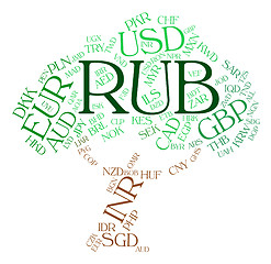 Image showing Rub Currency Shows Russian Rubles And Coin