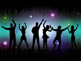 Image showing People Silhouette Means Disco Music And Dance