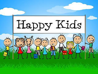 Image showing Happy Kids Banner Represents Jubilant Happiness And Child