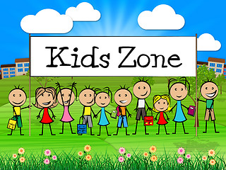 Image showing Kids Zone Banner Shows Free Time And Child