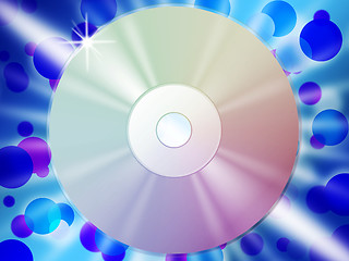 Image showing CD Background Means Listening To Songs And Blue Bubbles\r