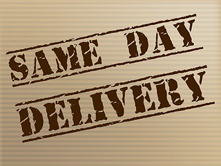 Image showing Same Day Delivery Indicates Fast Shipping And Distributing