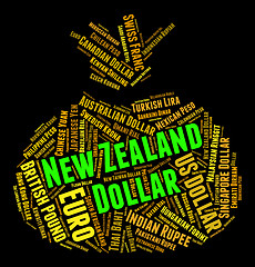 Image showing New Zealand Dollar Means Worldwide Trading And Currency