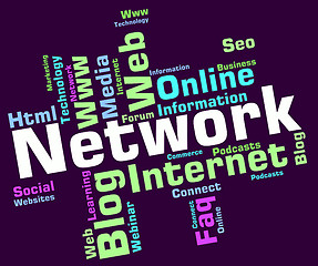 Image showing Network Word Represents Networking Words And Global