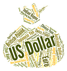 Image showing Us Dollar Shows Exchange Rate And Coin