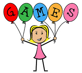Image showing Games Balloons Represents Young Woman And Kids
