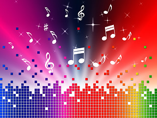 Image showing Colorful Music Background Shows Sounds Jazz And Harmony\r