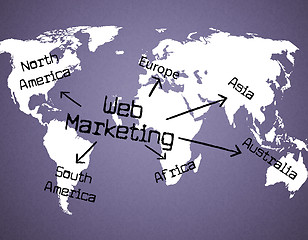 Image showing Web Marketing Represents Selling Advertising And Network