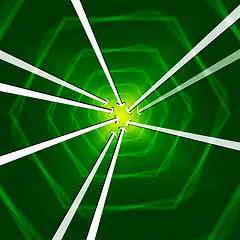 Image showing Green Hexagons Background Shows Arrows Portal Or Into\r