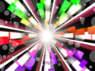 Image showing Wheel Background Shows Rainbow Beams And Bubbles\r