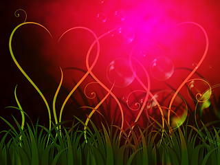 Image showing Grass Heart Background Shows Romantic Summer Or Garden\r