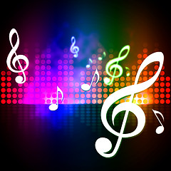 Image showing Treble Clef Background Means Music Frequency Display\r