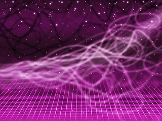 Image showing Purple Squiggles Background Means Tangled Lines And Stars\r