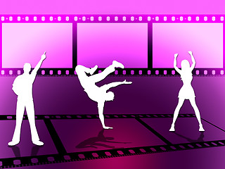 Image showing Filmstrip Disco Indicates Celluloid Dance And Photograph