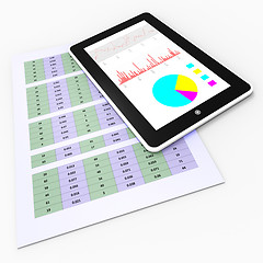 Image showing Online Reports Means Tablet Pc And Charting