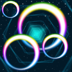 Image showing Rainbow Circles Background Means Hexagons Round And Colors\r