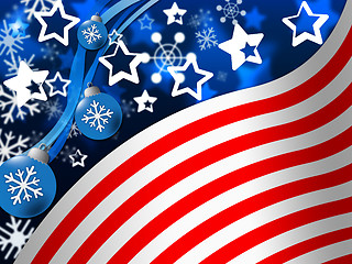 Image showing American Flag Background Means Snowing Winter And States\r