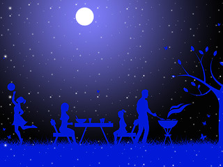 Image showing Night Evening Means Bbq Grill And Barbeque