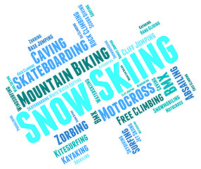 Image showing Snow Skiing Means Winter Sport And Skis