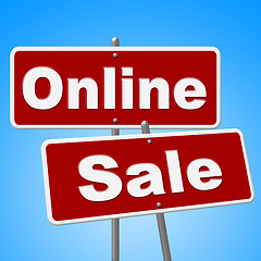 Image showing Online Sale Signs Shows Web Site And Retail