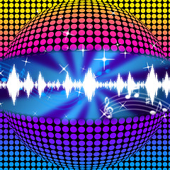 Image showing Music Disco Ball Background Means Soundwaves And Partying\r