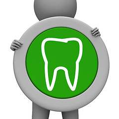 Image showing Tooth Icon Represents Dental Signboard And Smile