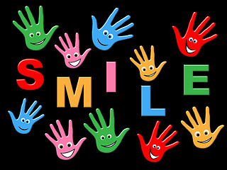 Image showing Handprints Smile Represents Child Painted And Childhood